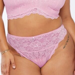 Savage X Fenty High Waist Lace Thong Pink Size 1X